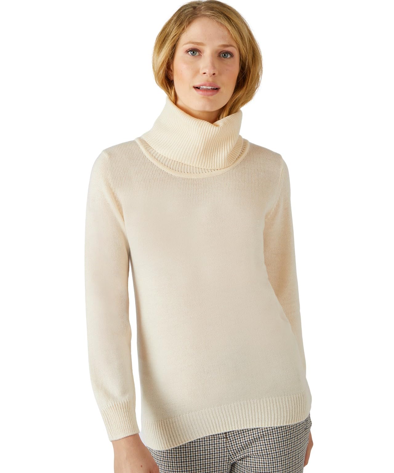 Damart Cowl Neck Sweater Women Long Sleeves Beige