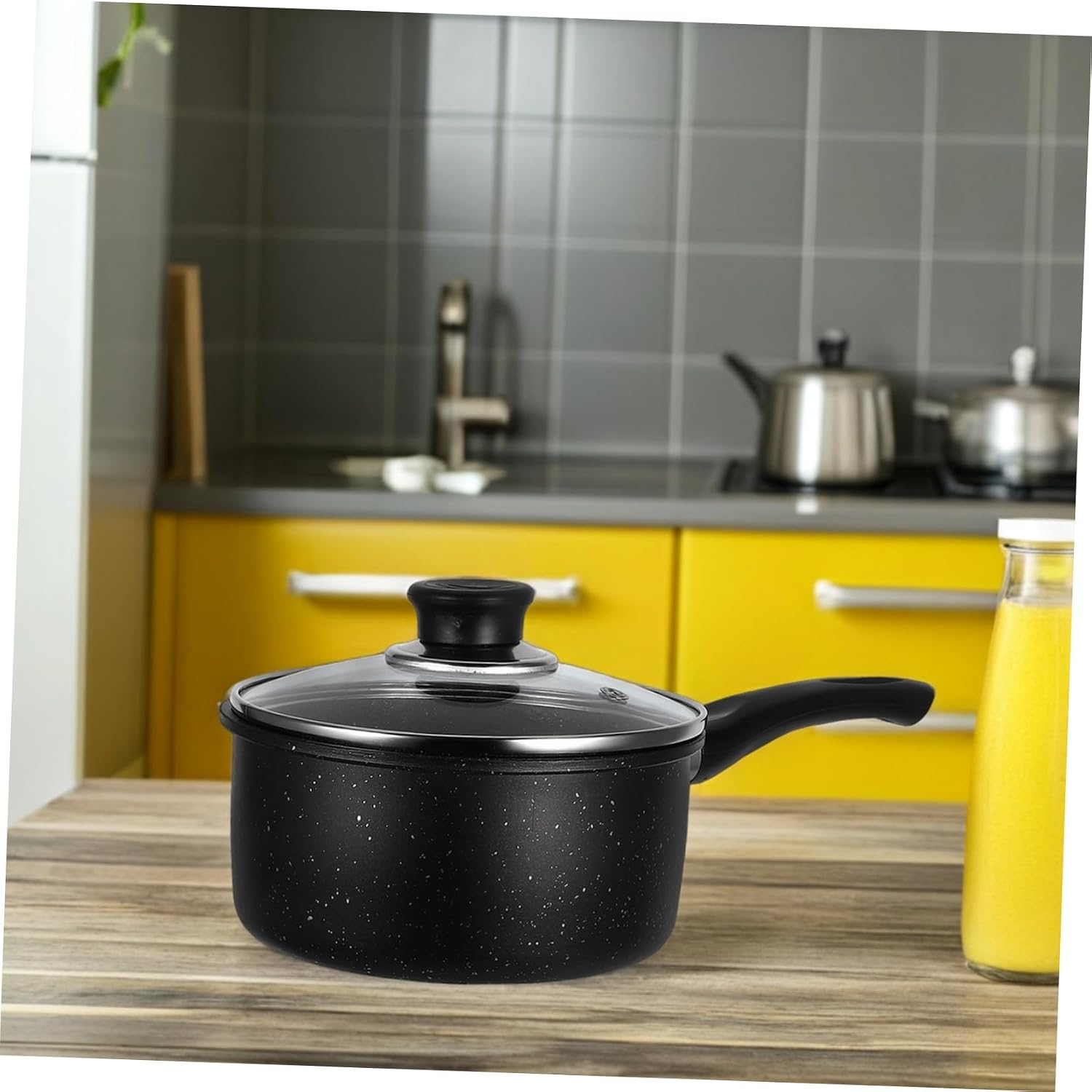 Healifty Nonstick Maifanstone Saucepan for Noodles and Milk Small Cooking Pot Lid Versatile Kitchen Gadget for Soup Butter Melting and Daily Family Meals