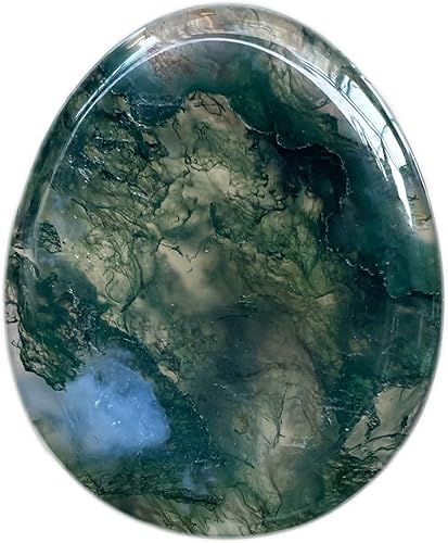 Fekuar Piedra de cristal de ágata de musgo natural, piedra de preocupación para pulgar, tallada a mano, piedras de bolsillo de lágrima de cristal Fekuar Piedra de cristal de ágata de musgo natural, piedra de preocupación para pulgar, tallada a mano, piedras de bolsillo de lágrima de cristal