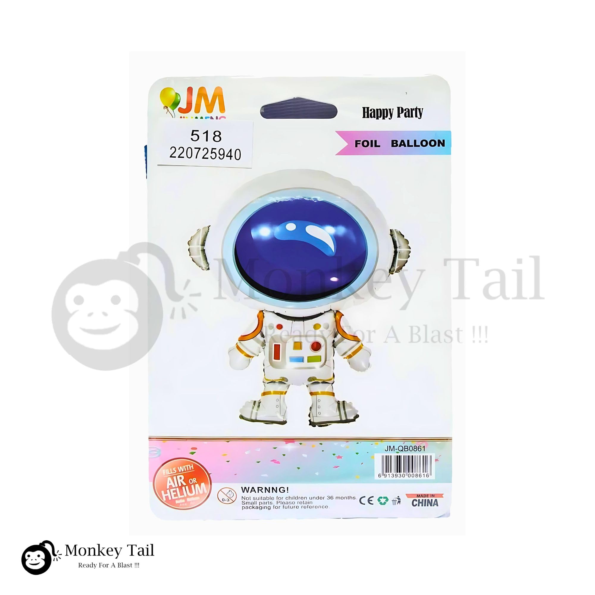 MONKEYTAIL Space Theme Rocket And Astronaut Foil Balloons - Set Of 2, 30 Inch |Ideal For Birthday Celebrations, Space Party Decorations, Science Fair Events, Multi 1