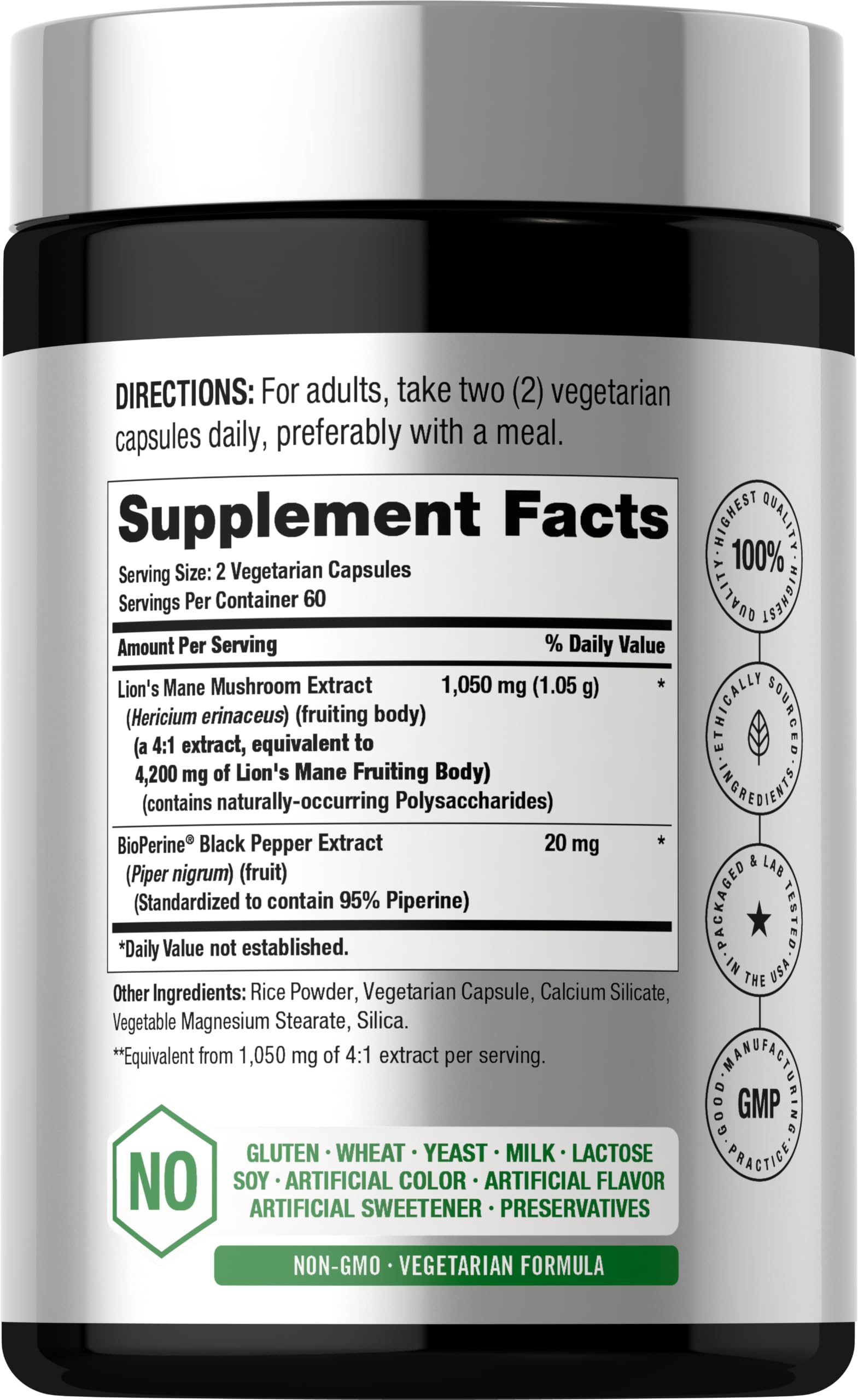 Horbäach Lions Mane Mushroom Extract | 120 Capsules — Amazon image 2