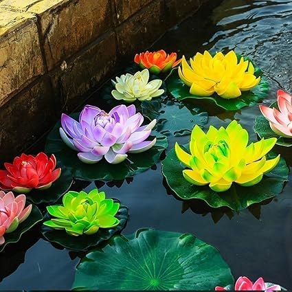 superdream Water Floating Foam Lotus Flower for Pond Decor, Set of 6