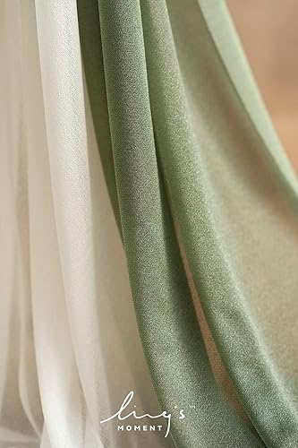 Miniatura 3 de Ling's Moment Decoraciones de pasillo de boda, 4 cortinas de iglesia para ceremonia de boda, decoración de silla de pasillo (marfil y verde