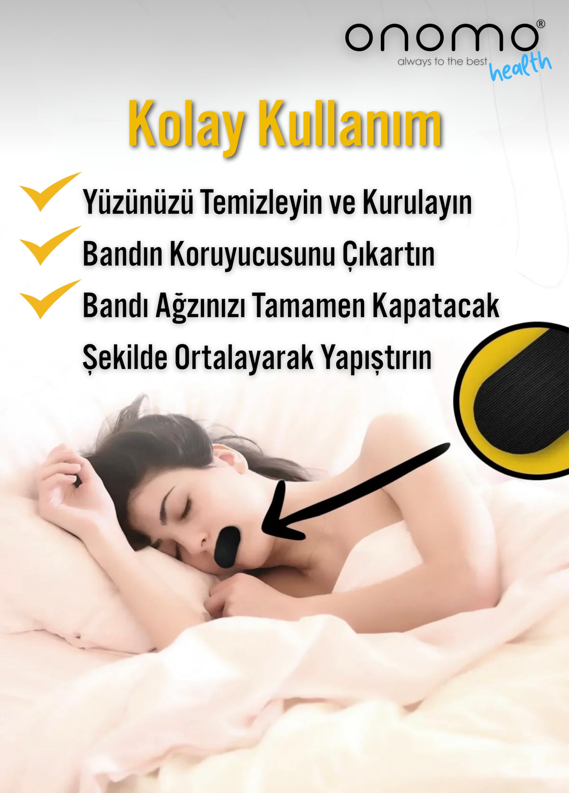 Health Ağız Bandı Pembe 30 Adet, Horlama Önleyici Ağız Kapama Hipoalerjenik Uyku Bandı