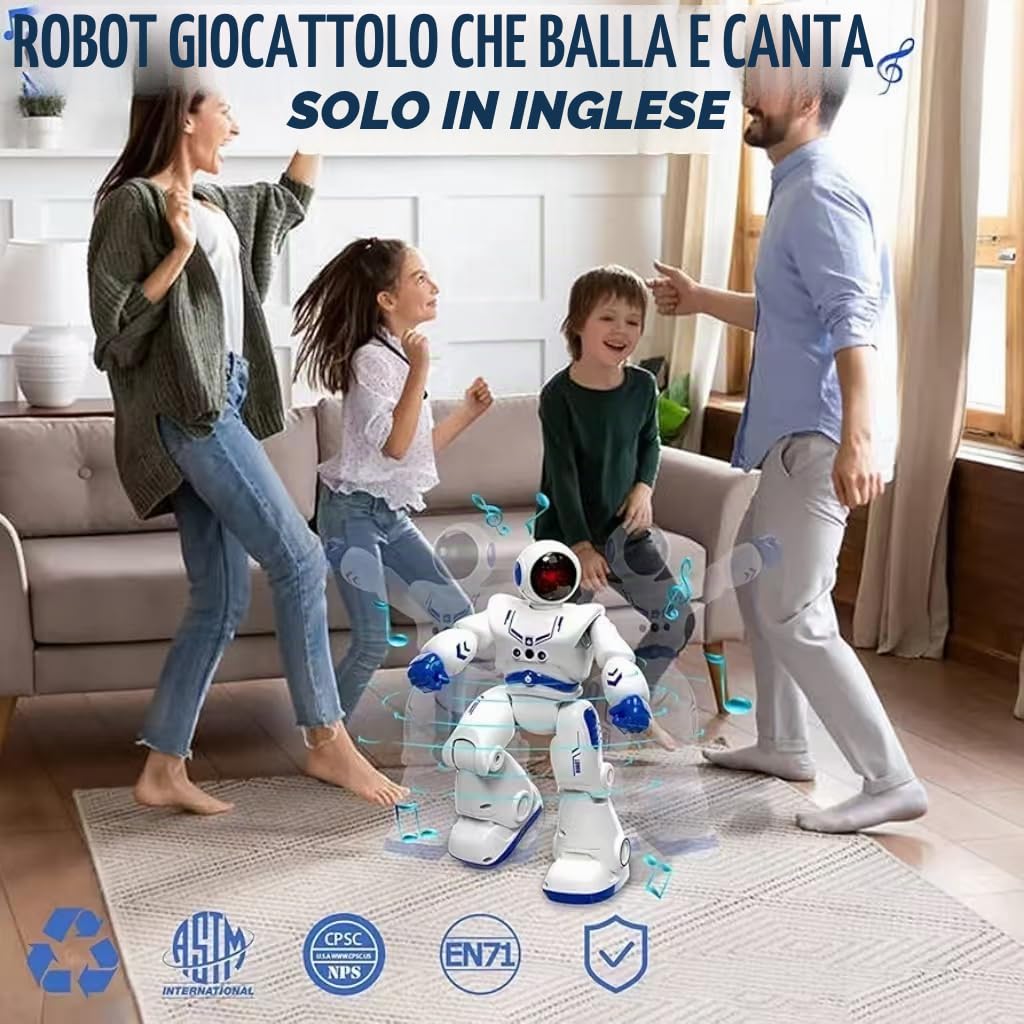 Robot Giocattolo per Bambini 4 5 6 7 8 9 Anni Robot Intelligente Telecomandati Gesture Sensing RC Roboter Giocattoli con Cantando/Balla,Perfet Regalo Giocattoli di Compleanno di Natale per Bambini