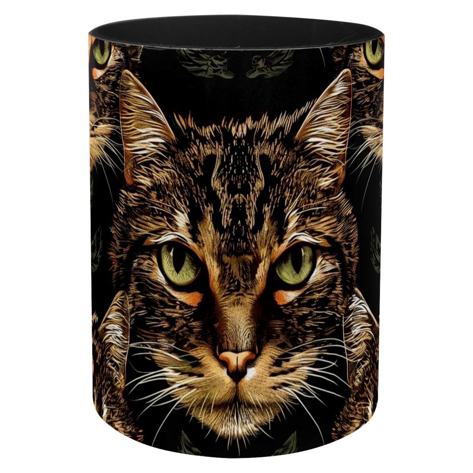 Fournitures de bureau porte-stylo chat sauvage en métal rigide