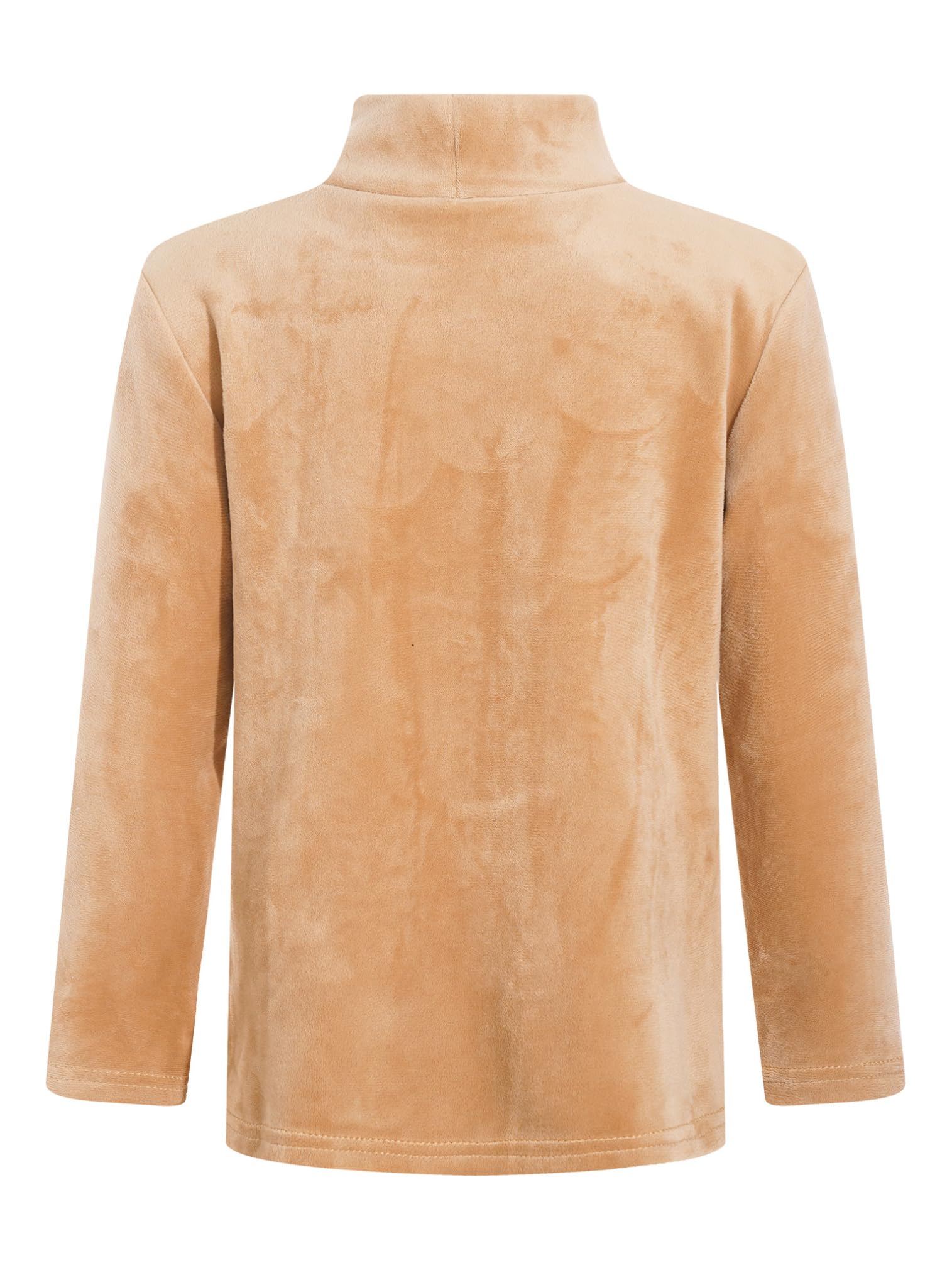 easyforever Girls Boys Velvet Turtleneck Thermal Underwear Tops Solid Color Pullover Long Sleeves T-Shirts Undershirts Brown 9-10 Years