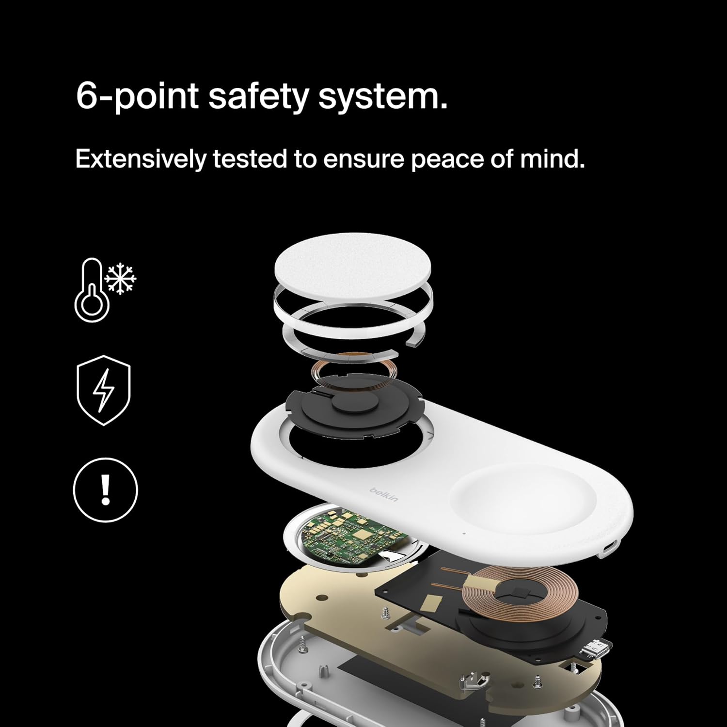 Belkin 2-in-1 Charging Pad connected to power with devices