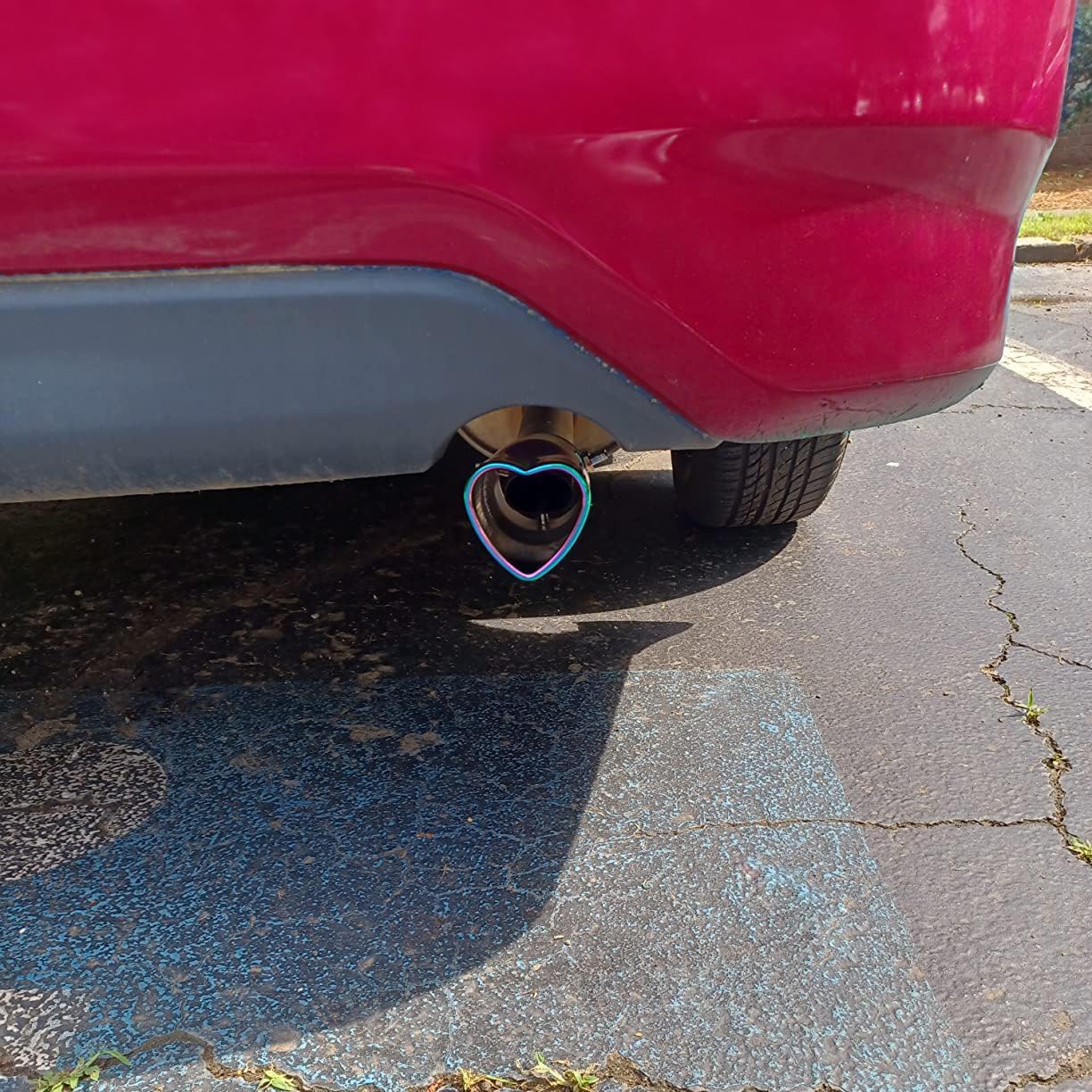 Heart Exhaust Tip, 2.5 Inch Inlet Fits 1.75 to 2.25 Inch Pipes, Stainless Steel Car Muffler Pipe, Chrome Colorful Heart Shaped Tail Tailpipe, Universal Auto Accessories