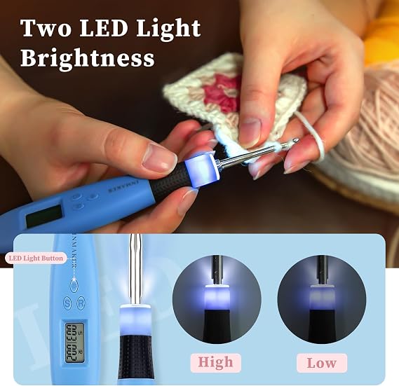 INMAKER Light up Crochet Hook Set, 18in1 Lighted Crochet Hook Set