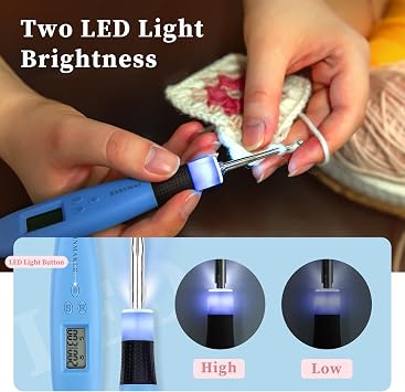 INMAKER Light up Crochet Hook Set, 18in1 Lighted Crochet Hook Set
