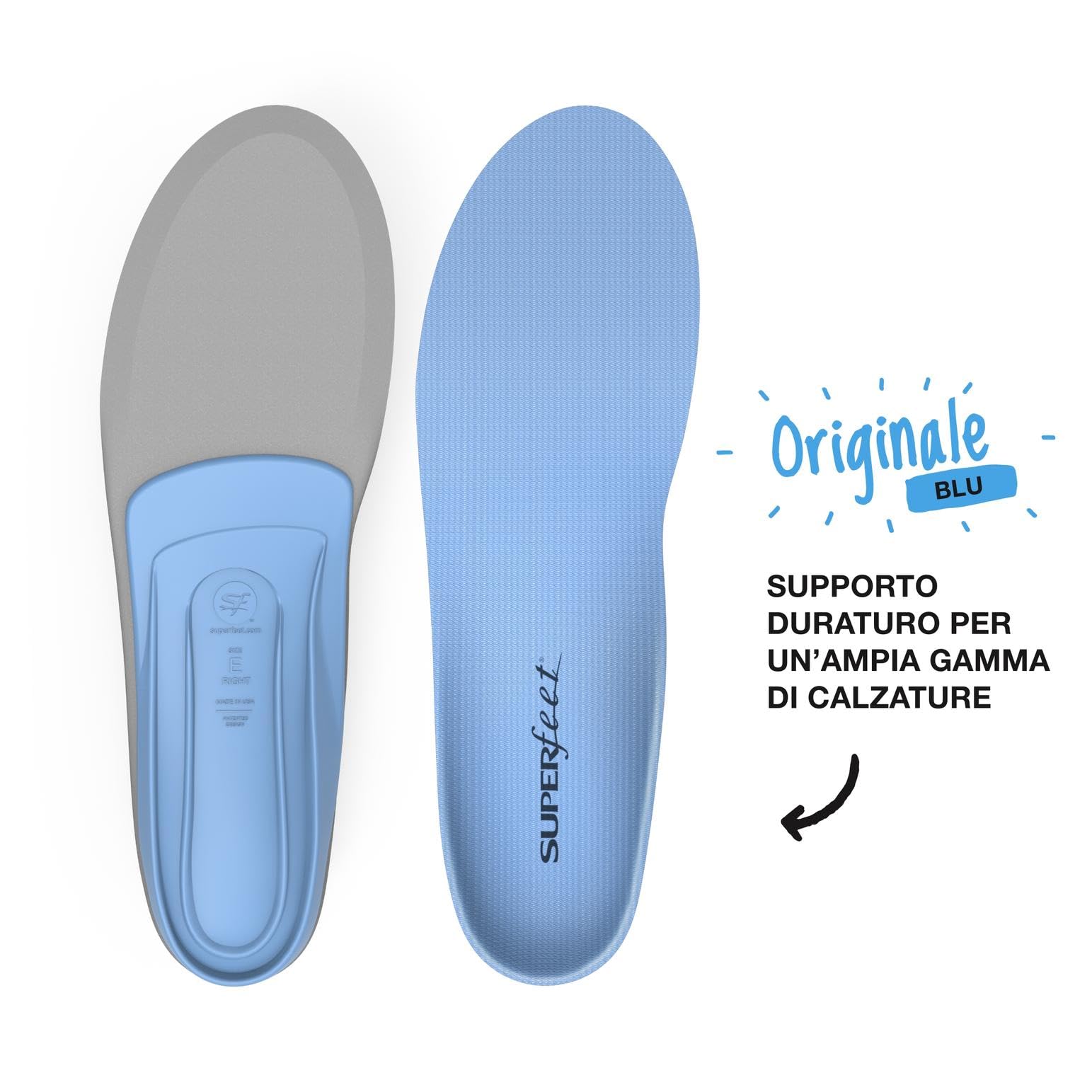 Superfeet Solette Scarpe CARBON, Suole Scarpe Salva Tallone Resistenti e Sottili, per Scarpe Sportive e Casual, Unisex, Grigie | Sostegno ad arco medio indicato per l'uso 24/7 e per un'ampia gamma di calzature sportive, coppa scolpita del tallone