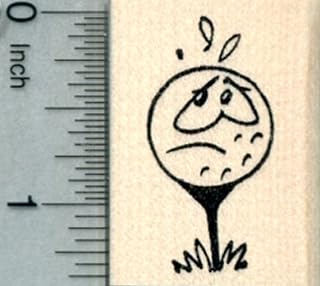 Nervous Golf Ball Rubber Stamp, on Tee