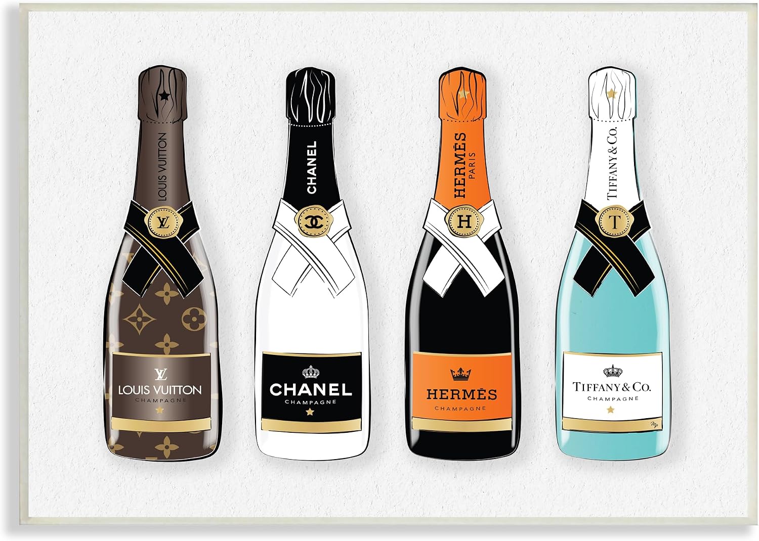 'Glam Fashion Champagne Bottles Style Brand'| Wall Plaque Art
