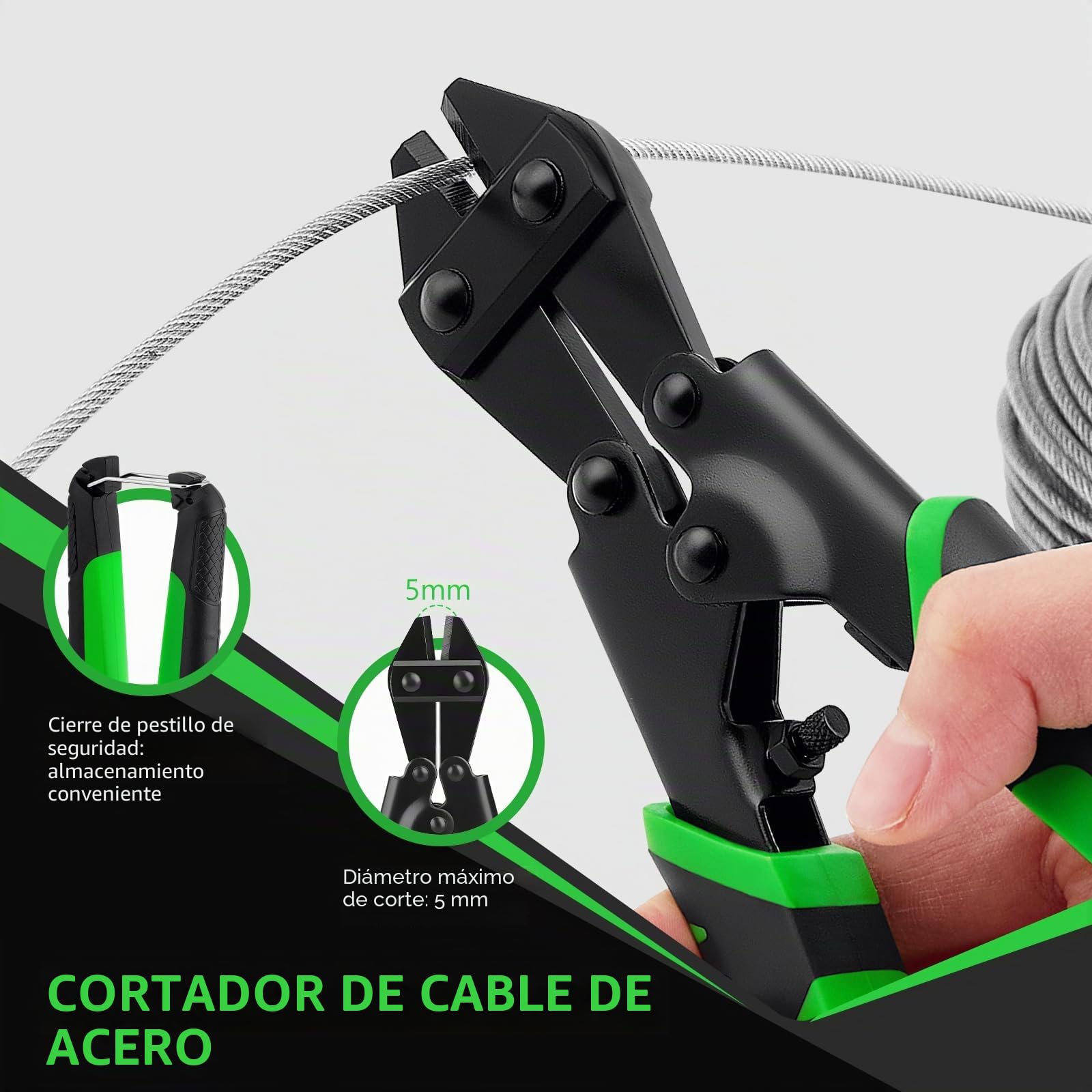 Cable de Acero Plastificado 3 mm, Fabricado en Acero Inoxidable, con 30 Metros de Longitud, Incluye Tensores de Cable de Acero, para Luces de Cadena, Tendederos y Cuerdas para Colgar Cortinas