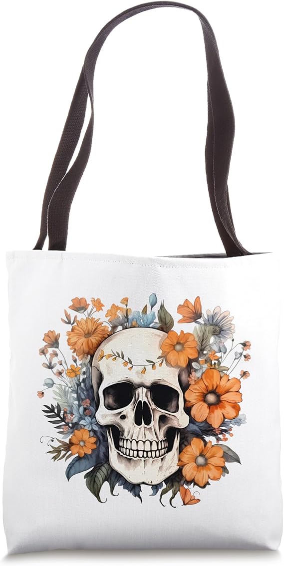 Sugar Skull La Catrina Floral Dia De Los Muertos Tote Bag