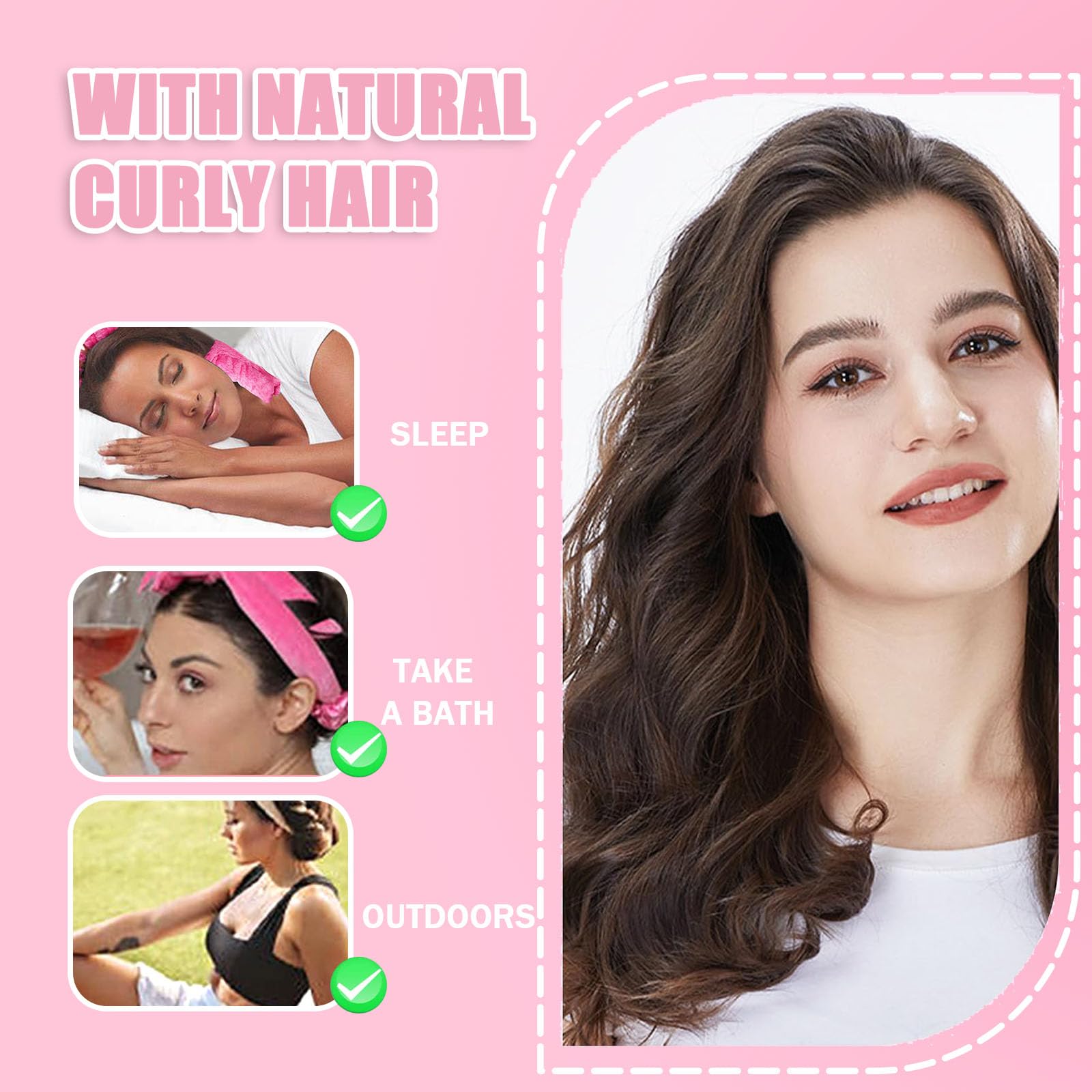 No-Heat Hair Curlers Set, Heatless Hair Curler Velvet, Heat Free Curls Overnight, Headband Hair Curlers - Image 3