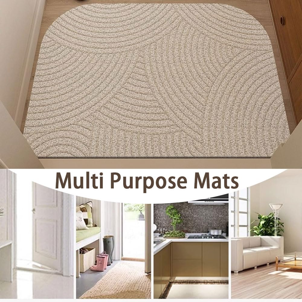 Surwin Modern Fußmatte PVC Schmutzfangmatte Waschbar, Fussmatte Aussen Eingangsteppich Fussabtreter Aussenbereich Türmatte für Flur, Eingangsbereich Innen rutschfeste Trocknend (Blumen,80x120cm)