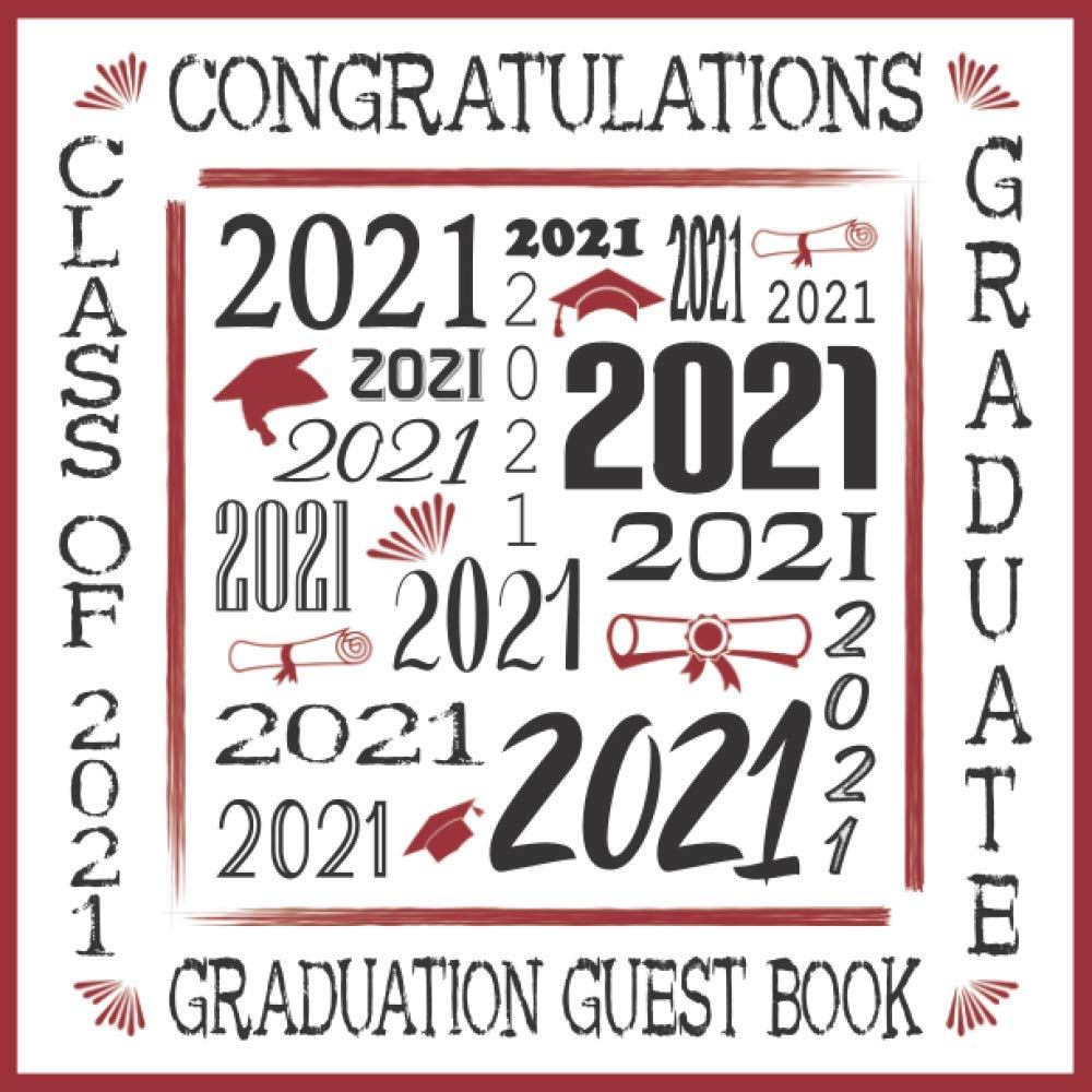 Livre d'or de remise des diplômes rouge et noir avec suivi des cadeaux pour la promotion 2021