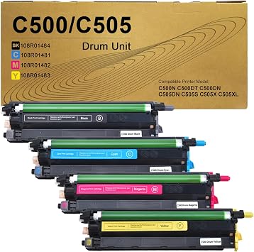 C500 C505 Drum Unit Compatible with Xerox 108R01484 108R01481 108R01482 108R01483 Drum Cartridge for Xerox Versalink C500 C505 C500DN C500N C505S C505X Printers4-Pack