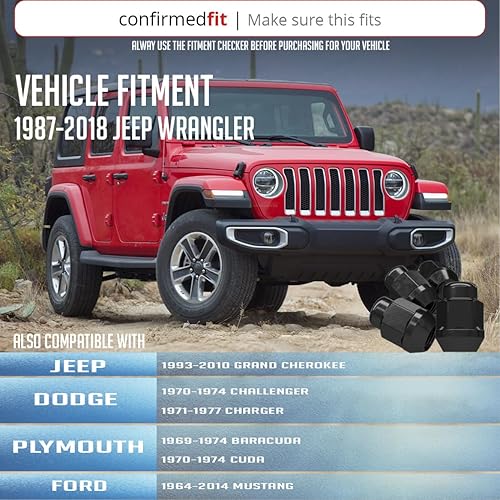 Vista 47 de Wheel Accessories Parts 20 tuercas hexagonales de 1/2"-20 roscas de 1.378 in 1.38" de largo cromadas 13/16" 0.827 in para Ford Mustang Jeep CJ