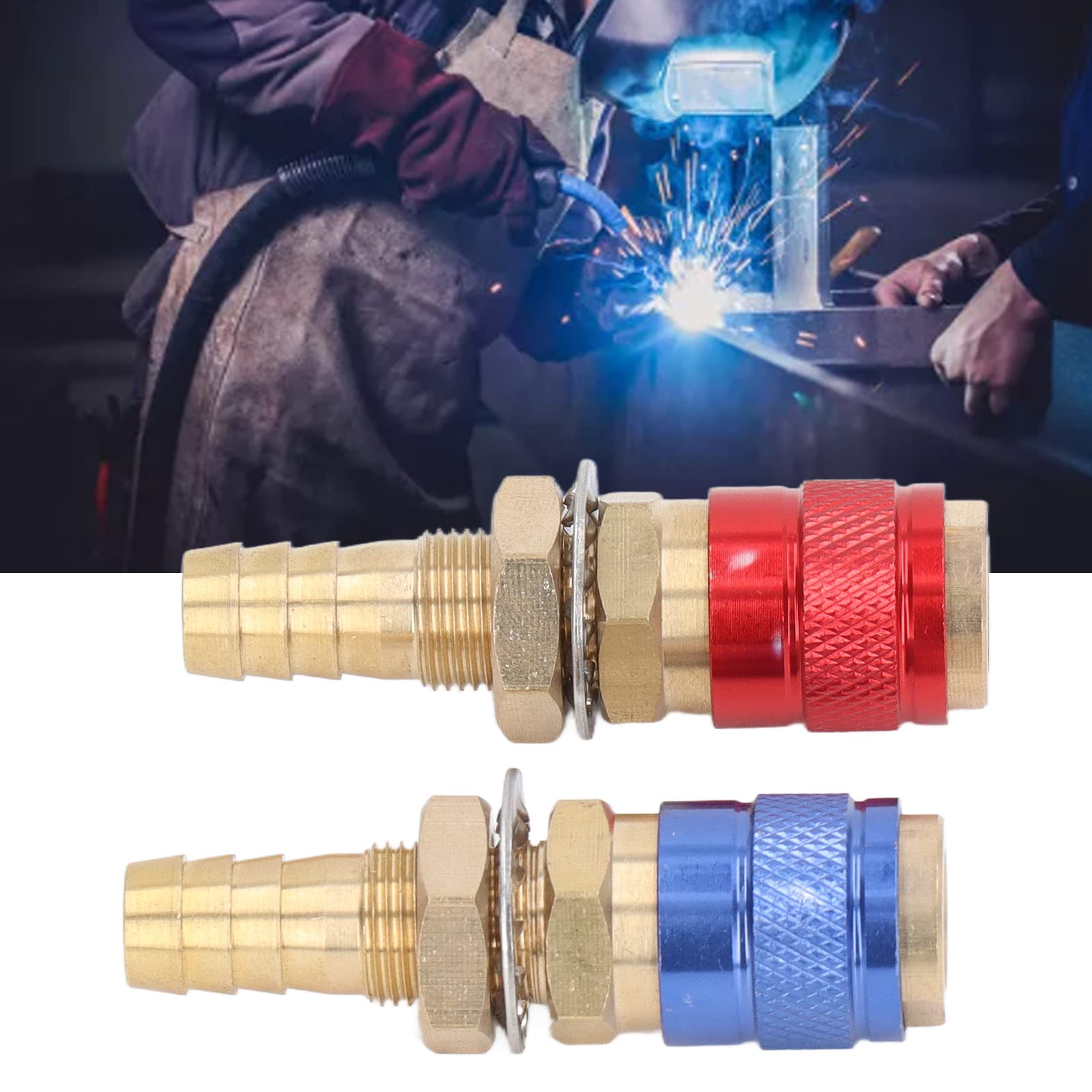 Raccord Rapide Refroidi à L'eau et Adaptateur de Gaz, Connecteur Rapide en Laiton pour Torche de Soudage PTA DB MIG TIG(10mm)