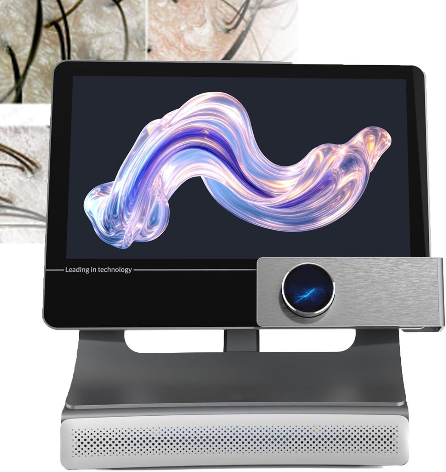 Analizador Profesional de Cuero cabelludo y Cabello con Pantalla HD de 15,6". Cabezales duales de 50x y 200x. Microscopio Digital para análisis de Cuero cabelludo y Piel.