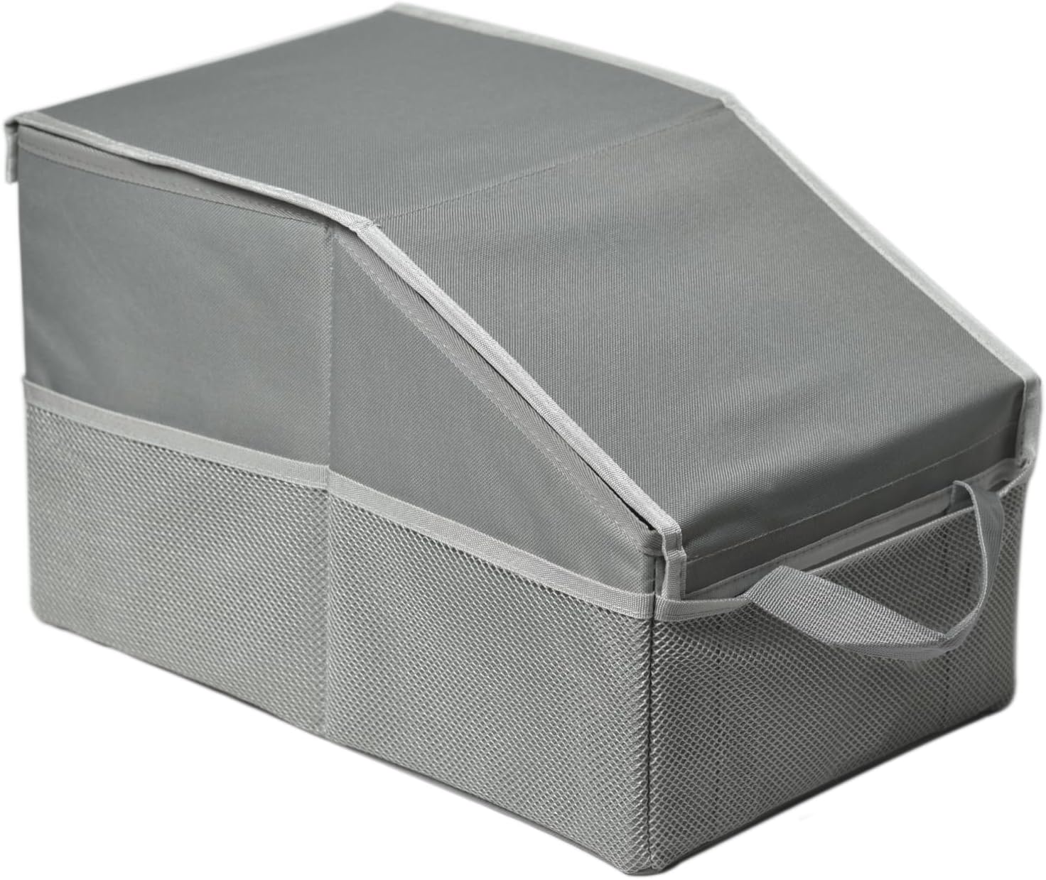 Car Seat Organizer，Collapsible Multi Compartment Car Organizer Adjustable Straps Car Box for SUV, Van, Grocery, Camping(Grey)