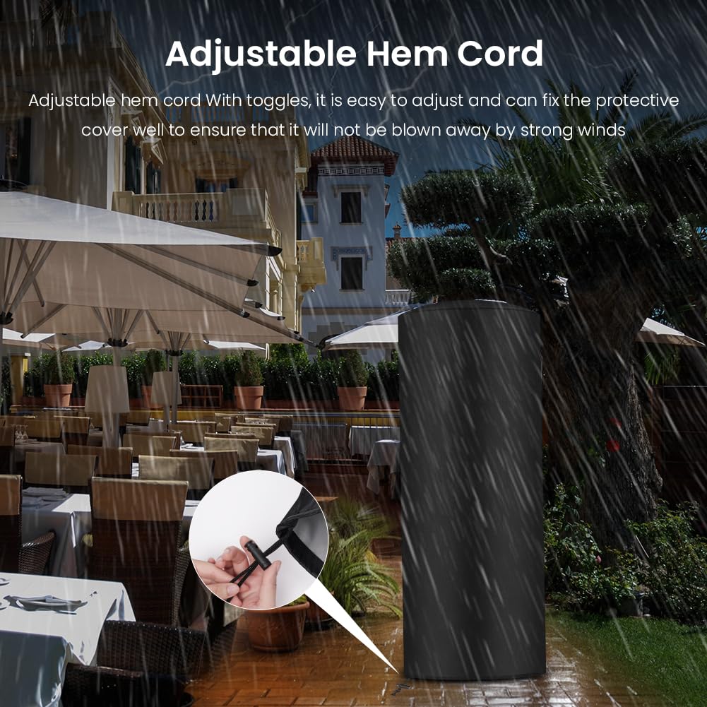 AOOWU Cubierta del Calentador a Prueba de Agua Patio, 210D Cubierta del Calentador de Gas De Tela Oxford con Cordón Ajustable, Resistente al Viento Cubierta del Calentador (50X50X120CM)