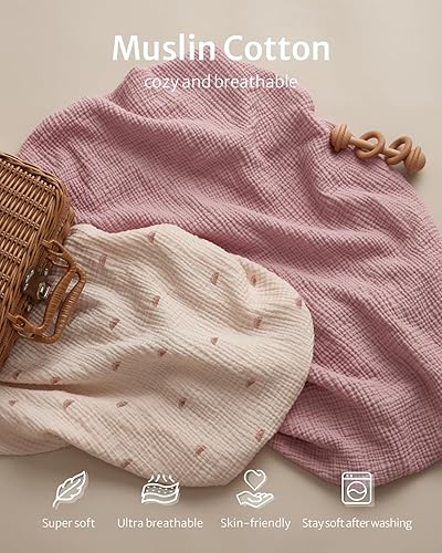 Vista 139 de Blissful Diary Sábanas de muselina para cuna, paquete y juego, sábanas ajustadas para Pack N Play, algodón suave para niños y niñas, paquete de 2