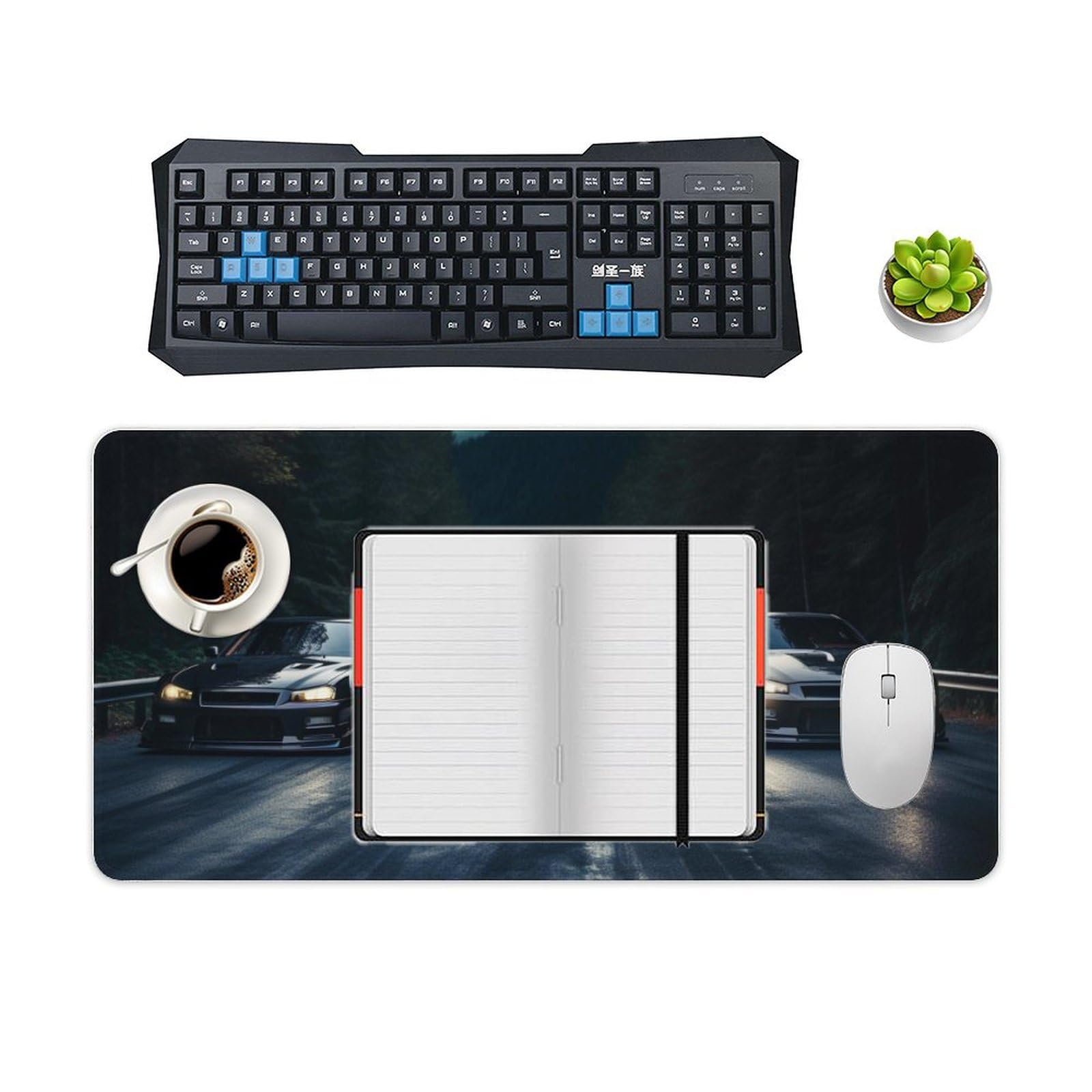 QEOPGNE Car Large Mouse Pad Gaming Mousepad R34 Pink Minimalist Aesthetic JDM Car Desk Mat For Keyboard And Mouse Mat Non-Slip Rubber Desk Pad 30x60cm