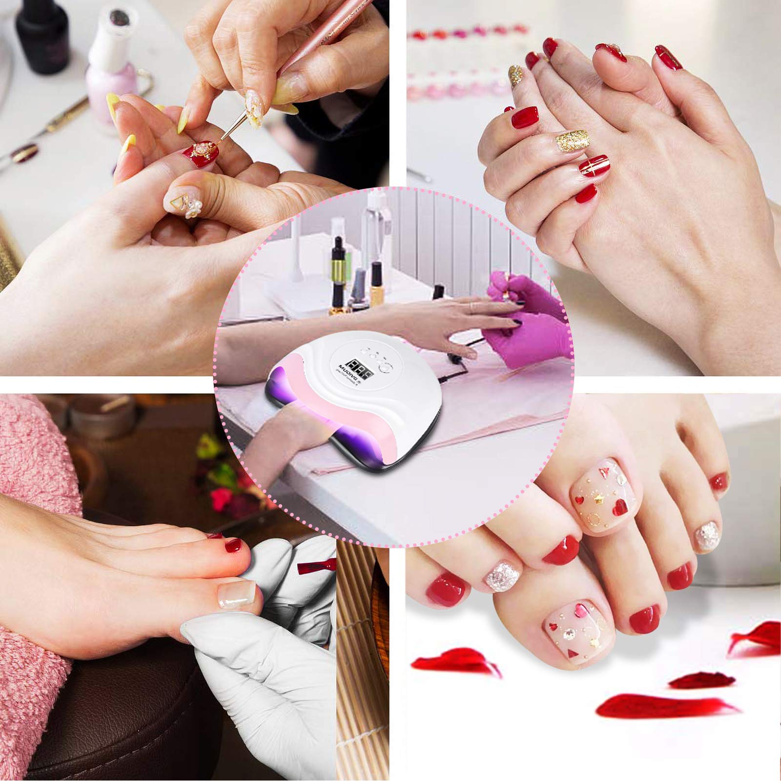 Lampada Unghie LED UV Professionale,168W Fornetto Unghie Può Curare Rapidamente,Sensore Di Avvio Automatico,Timers da 10s/30s/60s/90s, LCD Display Lampada per unghie per Gel Nail Polish Light