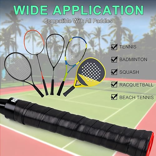 Miniatura 5 de Paquete de 12 cintas de agarre para raqueta de tenis, cinta de agarre antideslizante precortada, absorbente y seca al tacto para