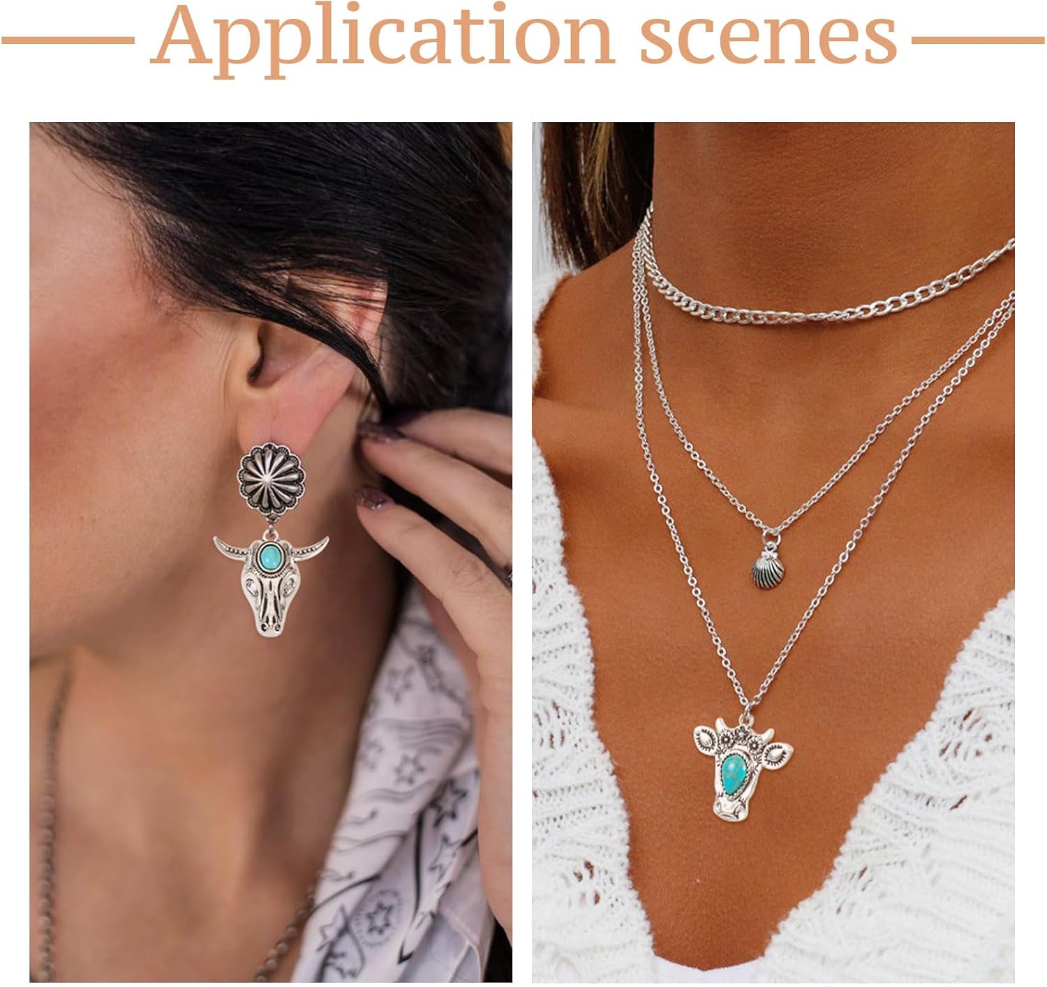 Pandahall 14Pcs Cattle Head Turquoise Charms Tibetan Turquoise Pendants 7 Styles Western Charms for Women Jewelry Making Bracelet Necklace Earring DIY Crafts - Image 4