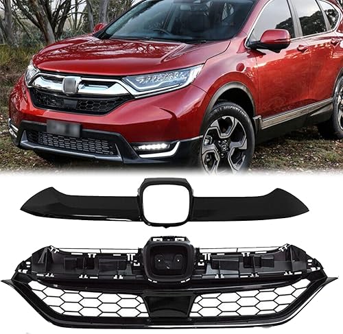 Miniatura 2 de Parachoques delantero brillante negro Honeycomb rejilla de admisión de repuesto para parrilla de admisión delantera para CRV CR-V 2017 2018 2019