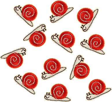 Small Red Snail Embroidered Iron on Patches Cloth Accessories Clothing Patches Appliques 10 Pieces