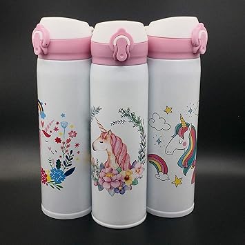 UNIVERSAL BUYER BPA-Free Unicorn Cartoon Printed Stainless Steel Insulated Sipper Water Bottle for Girls /Flask for Kids, School (500 ml, (Color May Very) Pack of 1