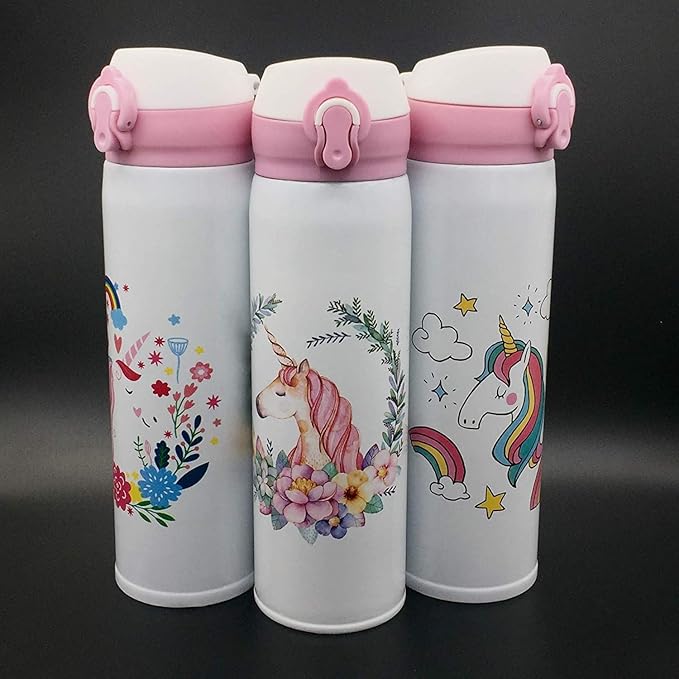 UNIVERSAL BUYER Stainless Steel Unicorn Sipper Round Shape Theme/Water Bottle for Kids/Flask
