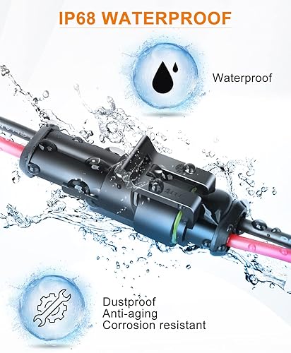 Miniatura 29 de NAOEVO Conector de 3 pines impermeable, conectores de 3 cables 16 AWG, conectores eléctricos automotrices macho y hembra con tubo termorretráctil