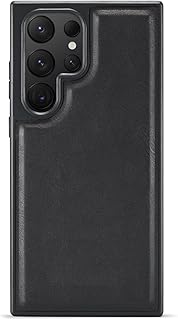 جراب جلد فاخر من نيكست ستور متوافق مع سامسونج جالاكسي S25 الترا، تصميم كلاسيكي انيق، متين مضاد للصدمات والخدش، ملمس مريح، غطاء خلفي نحيف (اسود)