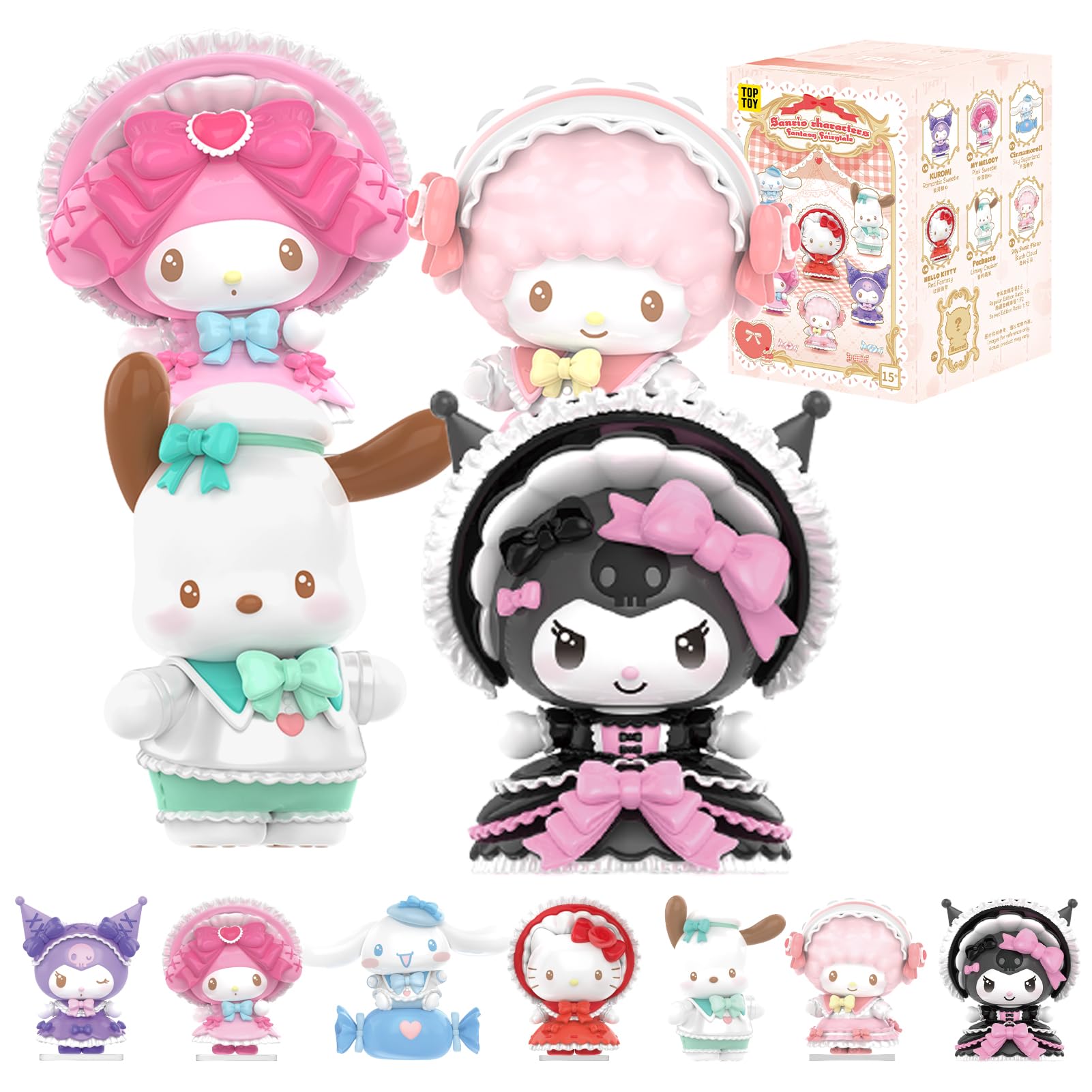 TOP TOY Sanrio Dream Gala Series (1 Piece) Gacha Blind Box Figure Soft Vinyl PVC Present Birthday Gift Toy Kitty My Melo Chrome Cinnamon Roll Character Collector : Toys & Games