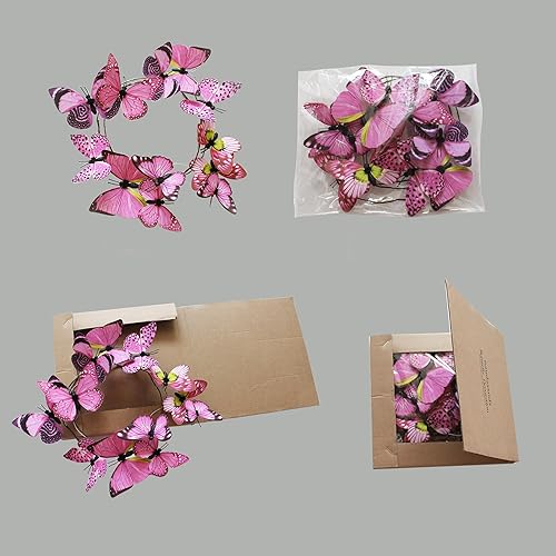 Miniatura 9 de Guirnalda de mariposa artificial, enredaderas decorativas de mariposa falsas, decoración colgante de mariposa única en 3D para pared del hogar,