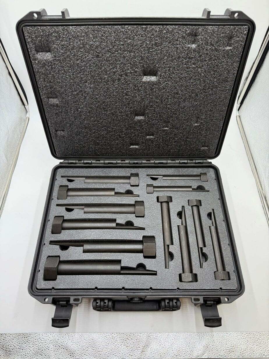 Flange Alignment Pin Kit, Includes FT02L, FT03L, FT04L, FT06L, FT08L, FT1012L Extra Long Pins with Case, Insert and Rotate for Quick Flange Bolt Hole Alignment, Drift Pin, Bullpin Tool Alternative