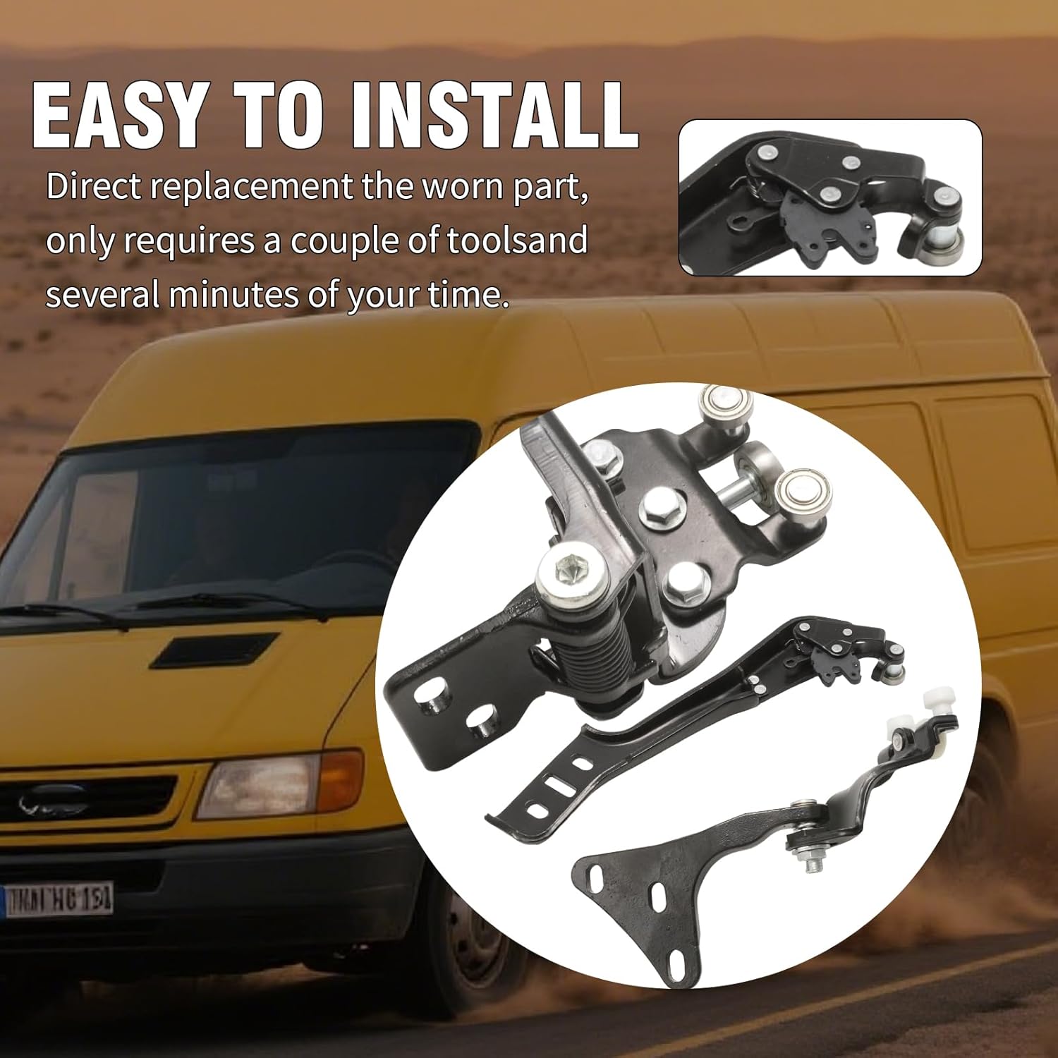 Right Sliding Door Hinge Roller Transit Sliding Door Roller Hinge Set 3Pcs Upper Middle Lower Set, Replacement for 2015-2019 Ford Transit 150 250 350 350HD, Replaces BK31V268B40AE BK31V25000AG