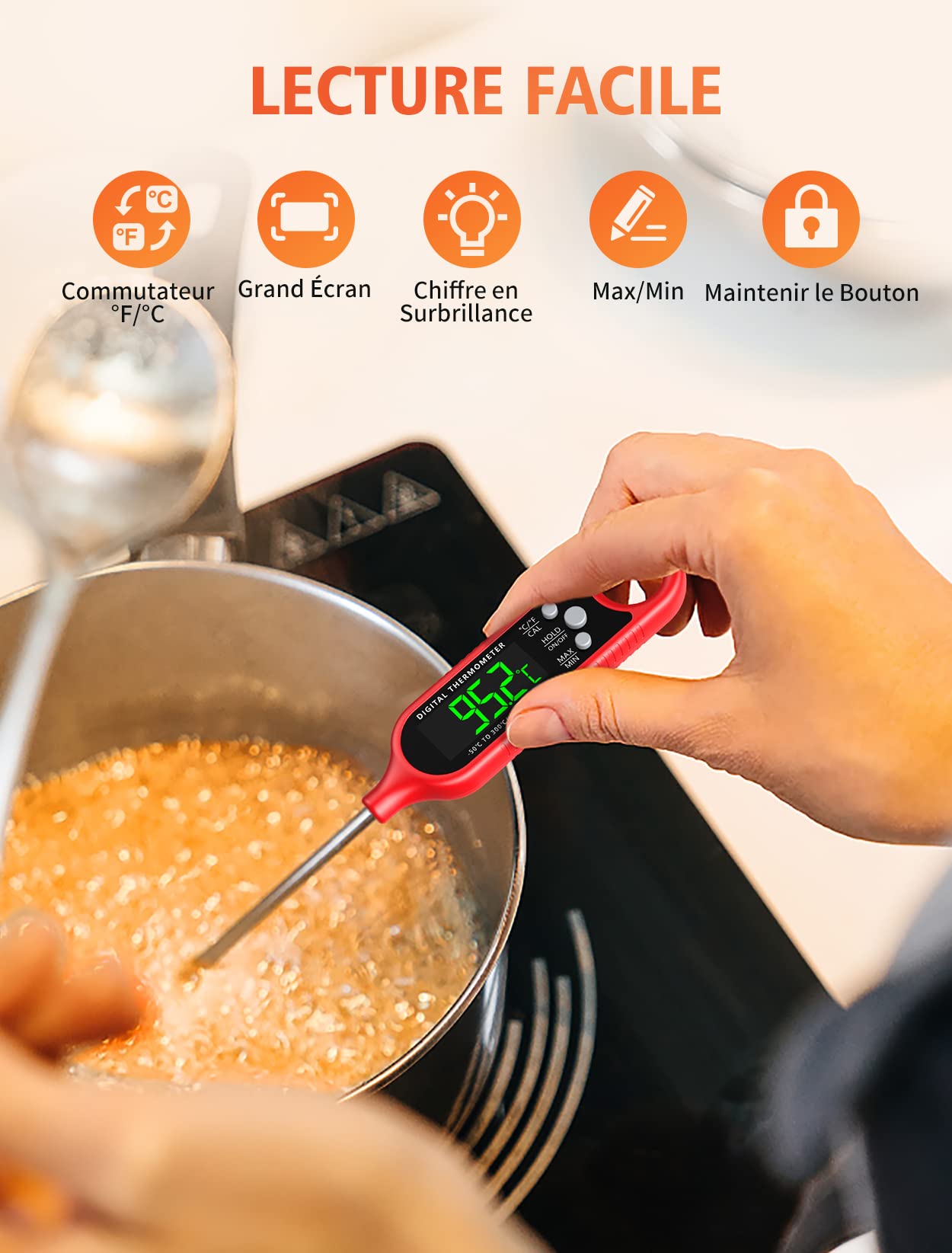 CIRYCASE Thermometre Cuisine avec Sonde Externe 102cm