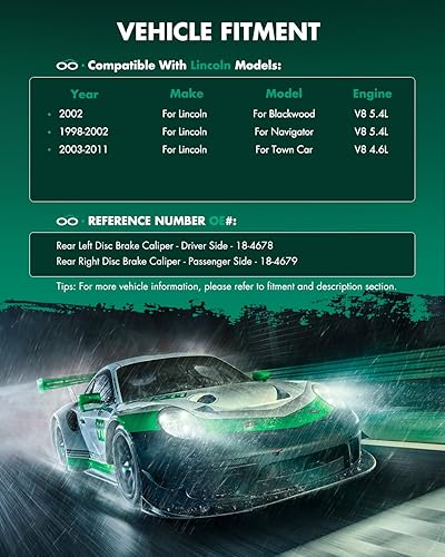 Miniatura 4 de SCITOO Pinzas de freno traseras izquierdas+derecha sin soporte 18-4678 18-4679 rojo compatible para Ford 1997-2004 para Lincoln 1998-2011