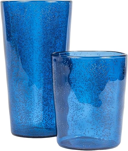 Miniatura 4 de Abode Homewares by TarHong Fizz Bubbles - Juego de 8 vasos de plástico de alta calidad, con 4 vasos jumbo y 4 vasos dobles antiguos, color azul