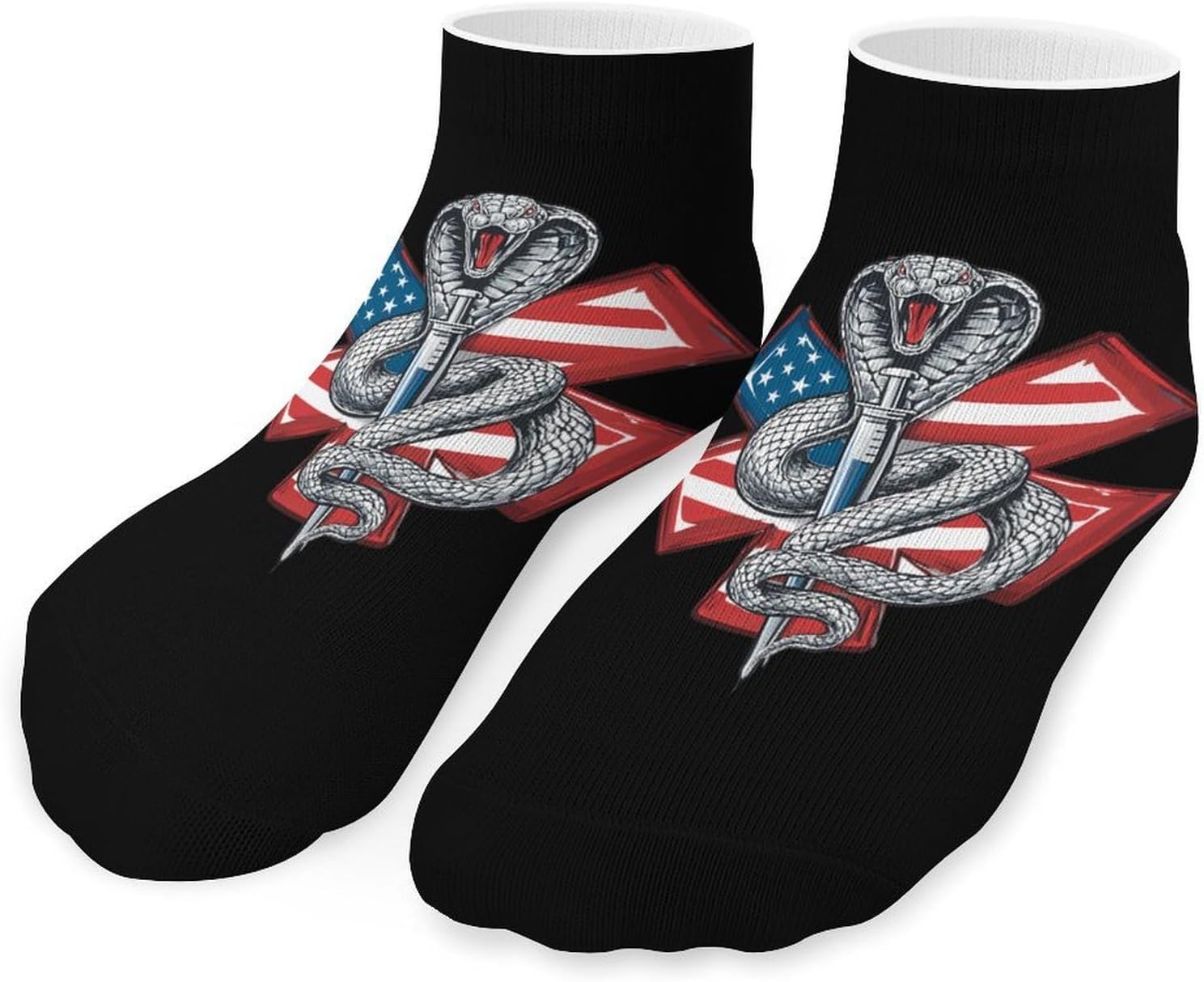 EMS Star of Life U.S. Flag Socks for Men Women 5 Pairs Ankle Socks