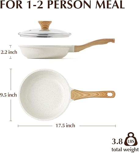 Miniatura 9 de SENSARTE Sartén antiadherente de cerámica con tapa, sartén para tortilla de 9.5 pulgadas, sartén para chefs saludables no tóxicos, sartén para