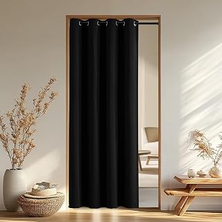 IGEMAEVE Blackout Curtains for Living Room Black 40" W x 84" L | Bedroom | Room Divider | Sliding door | Privacy | Room Darkening | Thermal | Insulated | Window Drape